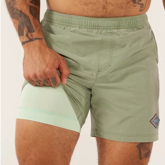 Chubbies The Marshes Green Boxer Lined Sports Activewear Shorts 5.5" Inseam Sz S - Picture 1 of 8